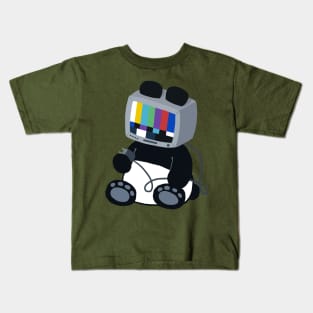 TV Head Panda by Yuuki G Kids T-Shirt